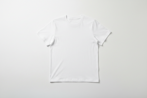 White t-shirt on a light gray background